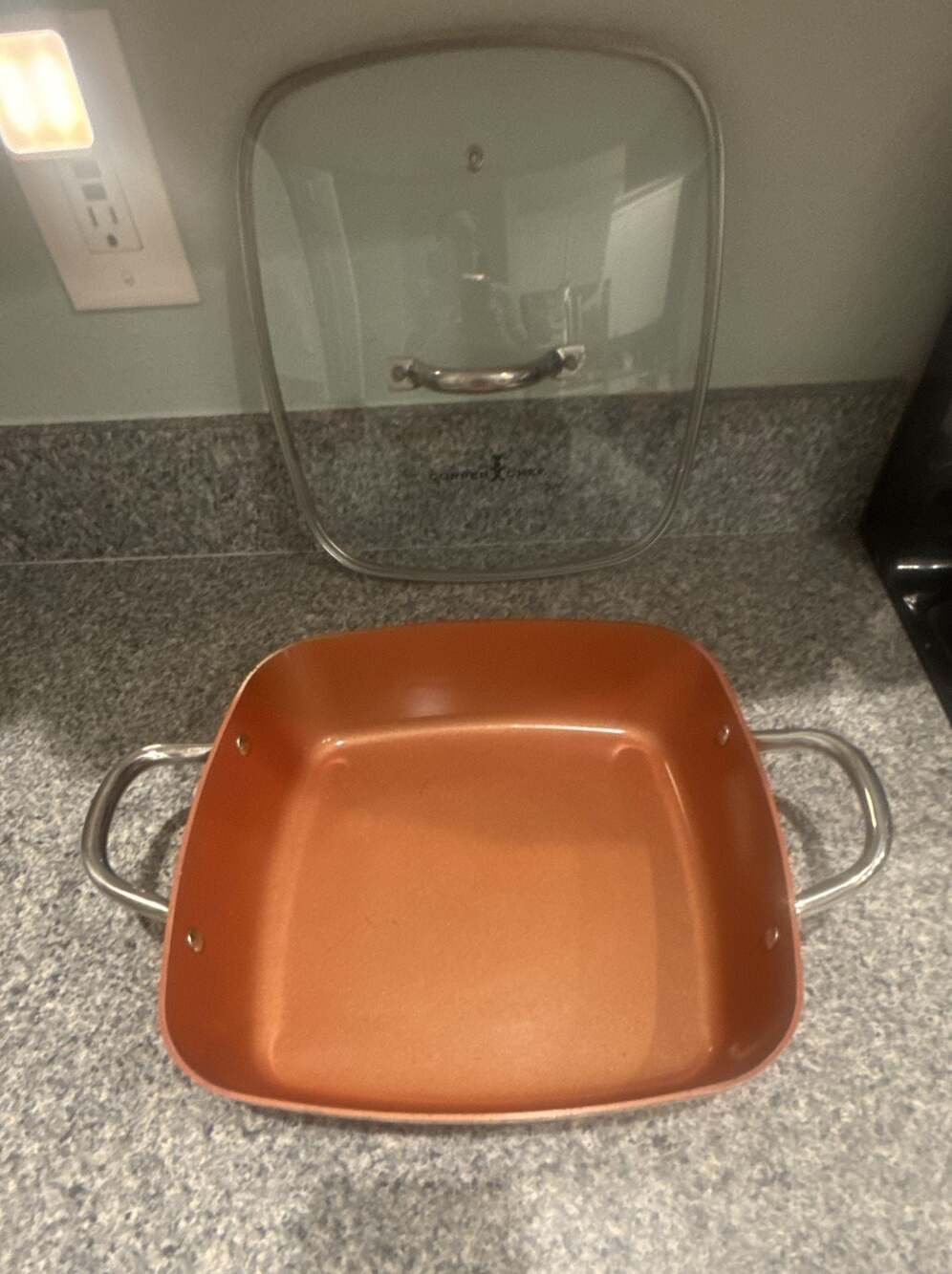 Copper Chef 11-Inch Square Non-Stick Pan with Glass Lid